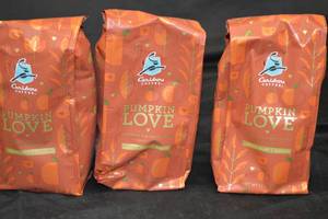 3ct Caribou Coffee Pumpkin Love Flavor Medium Roast Coffee Grounds Best by 03012024