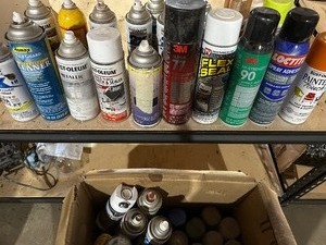 lot 222 image: Box of Various Spay Paints Some New