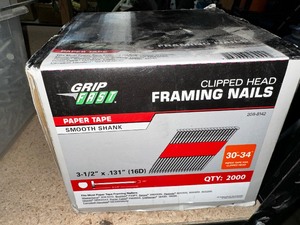 lot 234 image: Grip Fast Clipped Head Framing Nails Paper Tape Smooth Shank 30-34 3-12 x .131(16D)