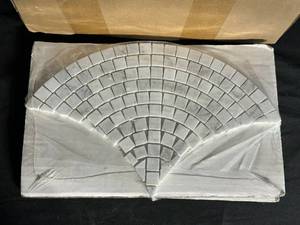 lot 108 image: White Marble Fish Scale Scallop Fan Pattern Mosaic Tile 7-in x 13-in