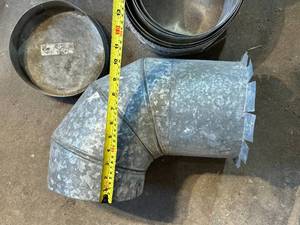 lot 115 image: Metal Ducting Pieces, 1x 90 Degree 14x11, 1x Straight 8x, 1x Roll Straight Flashing