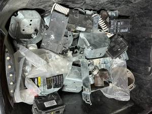 lot 161 image: Bin#1 of Misc Electrical Components, Boxes, Brakers, Fittings Etc