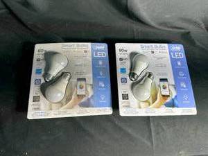 lot 163 image: Feit Electric Smart Wi-Fi LED Color Changing Dimmable 60W Light Bulbs (White 2 Pack) - 2 Pcs