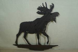 lot 56 image: Laser Cut Metal Moose Silhouette Wall Sign