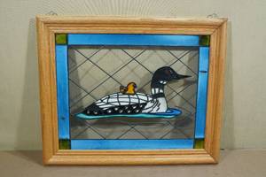 lot 58 image: Framed Stained Glass Loon