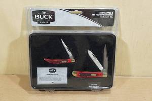 lot 106 image: Buck Knives 382 Trapper and 385 Toothpick Knife Combo Kit
