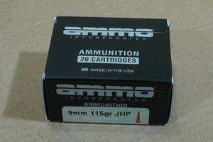 lot 202 image: 20 Ammo Inc 9mm 115 Gr JHP Ammo