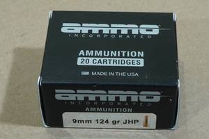 lot 203 image: 20 Ammo Inc 9mm 124 Gr JHP Ammo