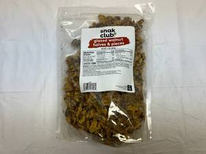 2lbs Snak Club Glazed Walnuts Halves & Pieces