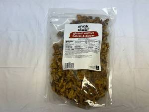 2lbs Snak Club Glazed Walnuts Halves & Pieces