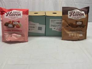 JJ. 12x 3.8oz Sweet Haven Plant Based Candy Cocoa Cookie Truffles & Strawberry Vanilla(individually Wrapped)