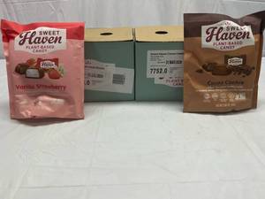 JJ. 12x 3.8oz Sweet Haven Plant Based Candy Cocoa Cookie Truffles & Strawberry Vanilla(individually Wrapped)
