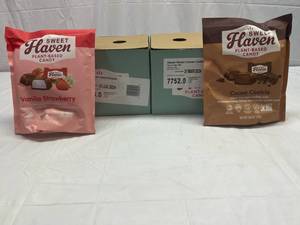 JJ. 12x 3.8oz Sweet Haven Plant Based Candy Cocoa Cookie Truffles & Strawberry Vanilla(individually Wrapped)