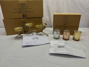 II. 2 Candle Center Pieces & 2x 3 Tea Light Holders