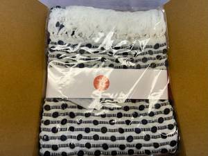 Button Nubby BlackWhite Throw 50x60