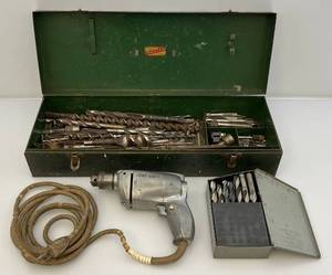 Vintage Drill With Drill Bits (WORKS)