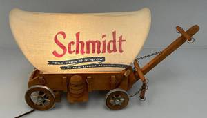 Vintage Schmidt Beer Covered Wagon Light Up Display Piece (VERY COOL)