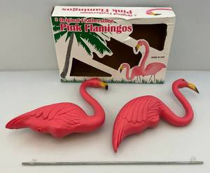 Two Original Featherstone Pink Flamingo Blow Molds (NIB)