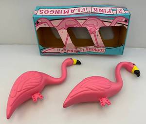 Two Vintage Original  Pink Flamingo Blow Molds (NIB)