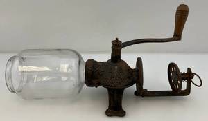 Antique ARCADE Brand Crystal Coffee Grinder- Cast Iron