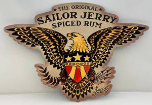 Vintage Metal Embossed Sailor Jerry Spiced Rum Sign 24 x 33 14