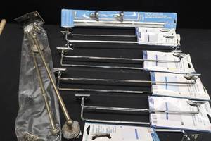 LOT OF MISC, SILVER TOWEL BARS AND LEGS