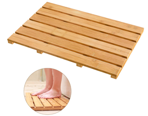 lot 123 image: Bath Mat for Luxury Shower - Non-Slip Bamboo Sturdy Water Proof Bathroom Carpet for Indoor or Outdoor Use