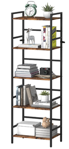 lot 124 image: DOMYDEVM Tall Narrow Bookshelf, 5 Tier Small Bookshelf