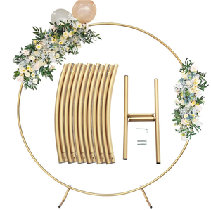 lot 139 image: Round Golden Metal Balloon Arch Kit (6.7FT), Wedding Circle Backdrop Stand Frame
