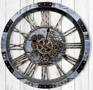 lot 154 image: DORBOKER 30 Original Moving Gears Wall Clock Large Rustic Wall Clock