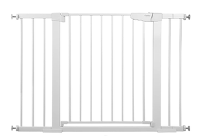 lot 155 image: Cumbor 29.5-46 White Baby Gate & Cumbor 55 White Retractable Baby Gate for Stairs