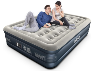 lot 303 image: iDOO Queen Air Mattress with Built in Pump, Inflatable Mattress for Camping & Guest, Fast-Inflating Blow-up Bed