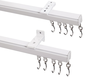 lot 308 image: ChadMade Ceiling Track Kit with Hooks, Wall Mount Curtain Track