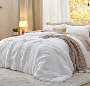 lot 325 image: Bedsure King Size Comforter Set, White 1 Lightweight Comforter (104x90) and 2 Pillowcases (20x36)
