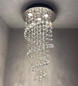 lot 327 image: Elegant Spiral Crystal Chandelier Lighting, (D16 H31)