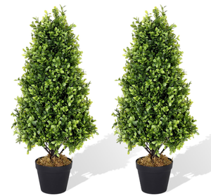 lot 332 image: 2.5ft Topiary Trees Artificial Outdoor 2 Pack