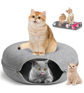 lot 533 image: Cat Tunnel Bed,Peekaboo Cat Cave with Pet Blanket