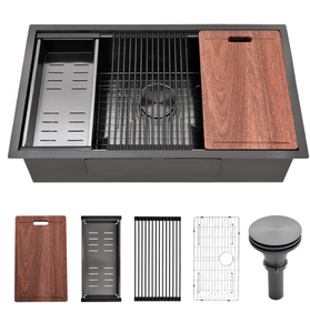 lot 553 image: Black Undermount Kitchen Sink Black Stainless Steel