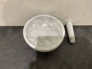 lot 354 image: Mortar and Pestle Set, Marble Grinder Bowl