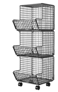 lot 232 image: SINGAYE 3 Tier Wall Storage Basket Organizer  with Wheels