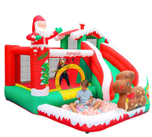 lot 4 image: Inflatable Christmas Bounce House with Slide Inflatable Santa Claus