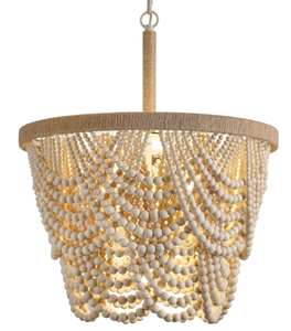 lot 19 image: Q&S Boho Wood Beaded Chandelier