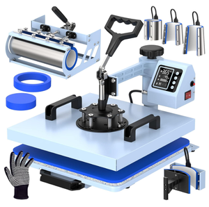 lot 6 image: EnjoycolorPro 15x15 Heat Press with 30 OZ Tumbler Attachment, 8in1