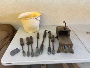 lot 18 image: Antique Soldering Furnace and Tools - Johnson Gas Cedar Rapids