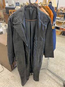 lot 298 image: Long Black Leather Coat Size L