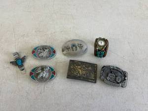 lot 319 image: Belt Buckles & Jewelry