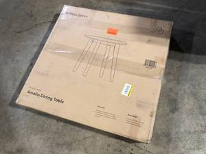 lot 18 image: Nathan James Amalia Antique Coffee Marble-Laminate Round Bistro Dining Table   Customer Returns See Pictures