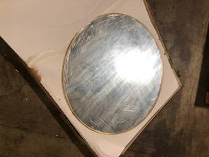 lot 35 image: Seafuloy 42 in. W x 42 in. H Vanity Mirror Round Metal Frame Bathroom Mirror for Make Up Dressed Decor (Gold)  Customer Returns See Pictures