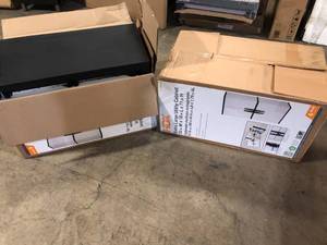 lot 30 image: Lot of 2 HDX Plastic Freestanding Garage Cabinet in Gray (35 in. W x 71 in. H x 18 in. D)  Customer Returns See Pictures