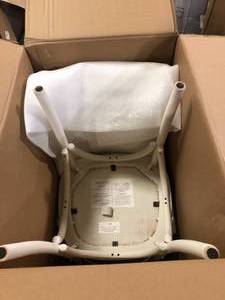 lot 44 image: Home Decorators Collection Mavery Ivory Wood Dining Chair with Cross Back and Woven Seat (Set of 2) (19 in. W x 34.6 in. H)    Customer Returns See Pictures
